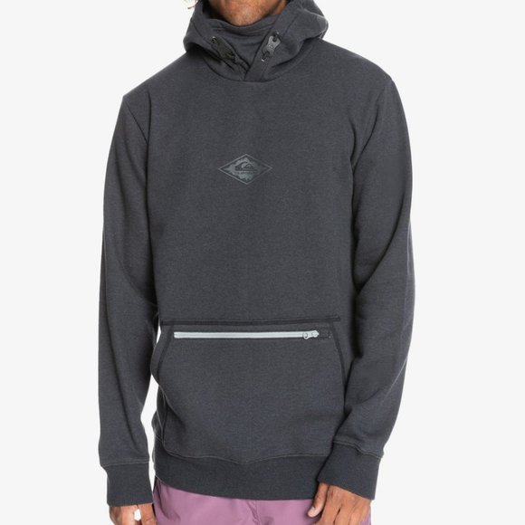 Quiksilver Big Logo Tech Water Repellent grey slate Hoodie Size small N.W.T. - Picture 1 of 9